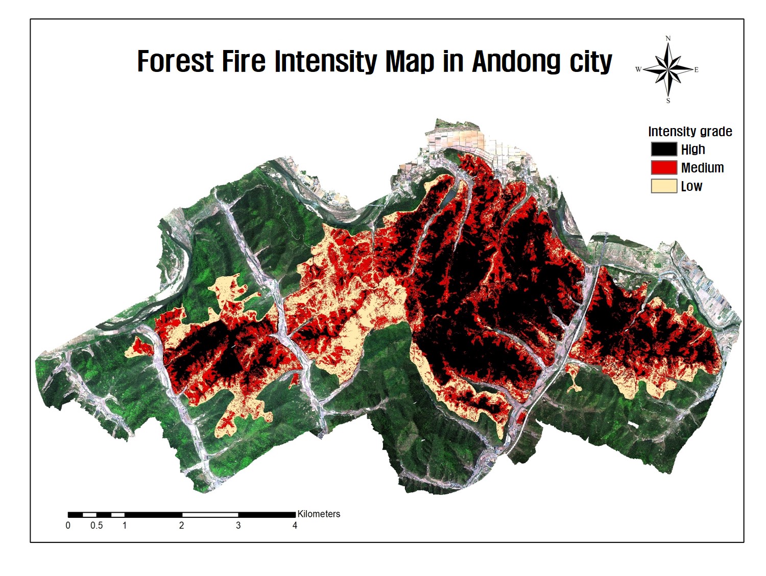 Spectrum Texture Analysis Using UAV Image in forestfire damaged area