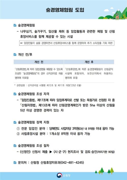 숲경영체험림 도입